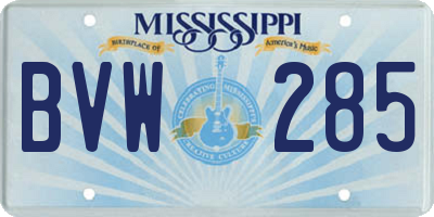 MS license plate BVW285