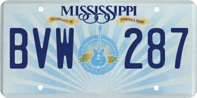 MS license plate BVW287