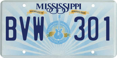 MS license plate BVW301