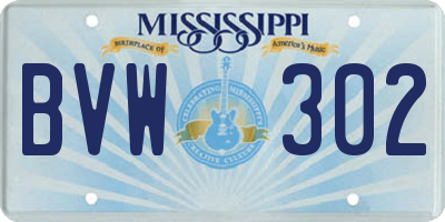 MS license plate BVW302