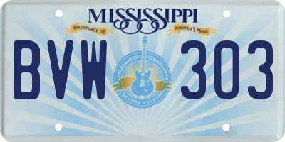 MS license plate BVW303
