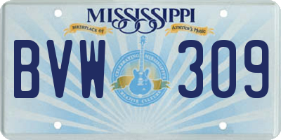 MS license plate BVW309