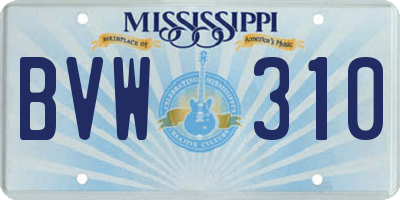 MS license plate BVW310