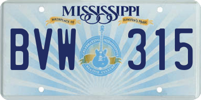 MS license plate BVW315