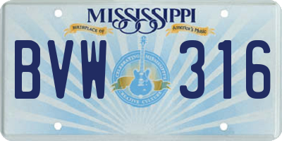 MS license plate BVW316