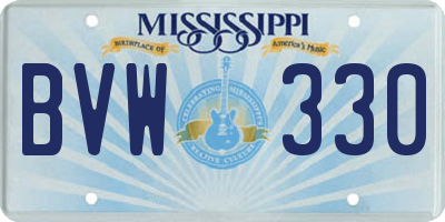 MS license plate BVW330