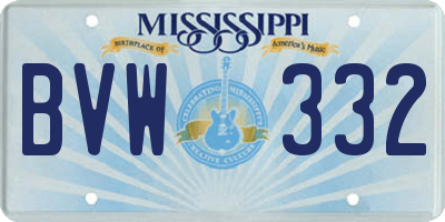 MS license plate BVW332