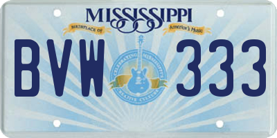 MS license plate BVW333