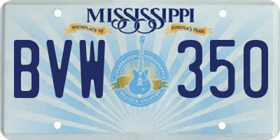 MS license plate BVW350