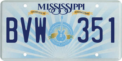 MS license plate BVW351