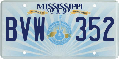 MS license plate BVW352