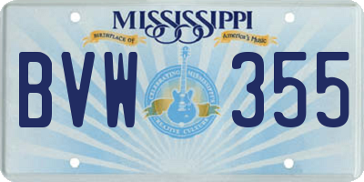 MS license plate BVW355