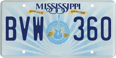 MS license plate BVW360