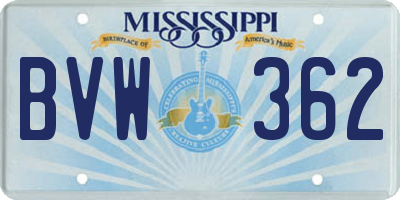 MS license plate BVW362