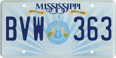 MS license plate BVW363