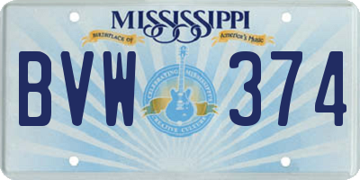 MS license plate BVW374
