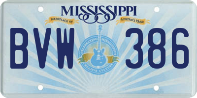 MS license plate BVW386