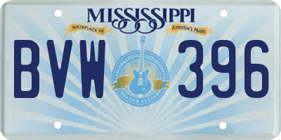 MS license plate BVW396