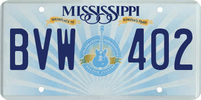 MS license plate BVW402