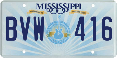 MS license plate BVW416