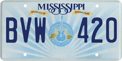 MS license plate BVW420