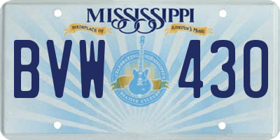 MS license plate BVW430