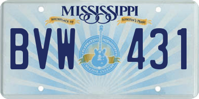 MS license plate BVW431