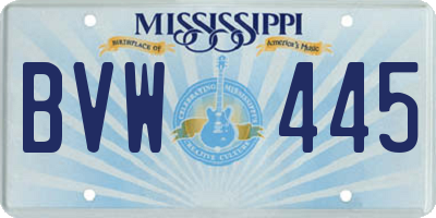 MS license plate BVW445