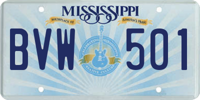 MS license plate BVW501