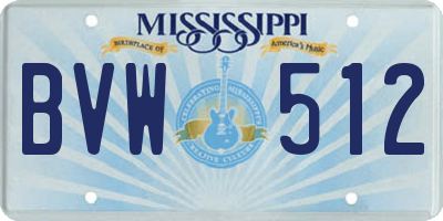 MS license plate BVW512