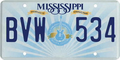 MS license plate BVW534