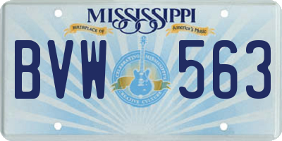 MS license plate BVW563
