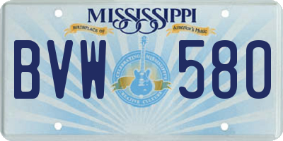 MS license plate BVW580