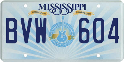 MS license plate BVW604