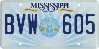MS license plate BVW605