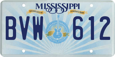 MS license plate BVW612