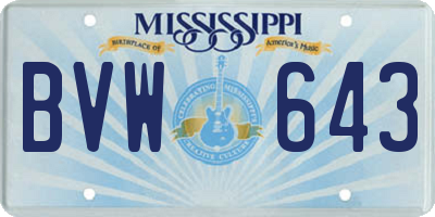 MS license plate BVW643