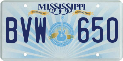 MS license plate BVW650
