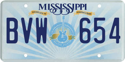MS license plate BVW654