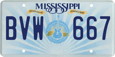 MS license plate BVW667