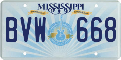 MS license plate BVW668