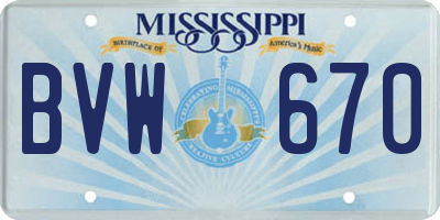 MS license plate BVW670