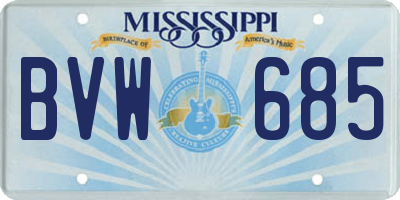 MS license plate BVW685