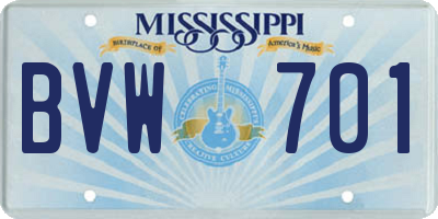 MS license plate BVW701