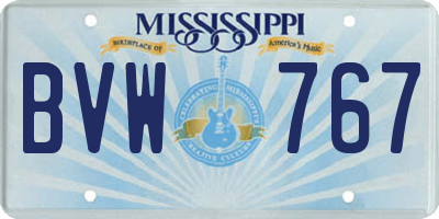 MS license plate BVW767