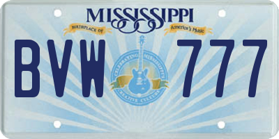 MS license plate BVW777