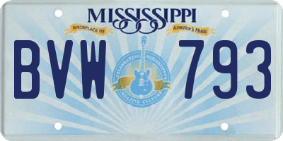MS license plate BVW793