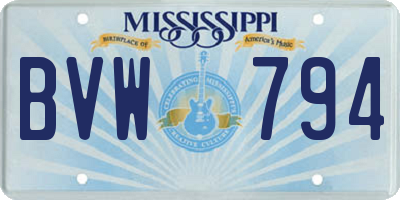 MS license plate BVW794