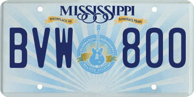 MS license plate BVW800