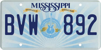 MS license plate BVW892